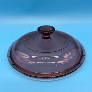 Pyrex V-1-C Cranberry Glass Replacement Lid for 1.5 L Saucepan Vision
